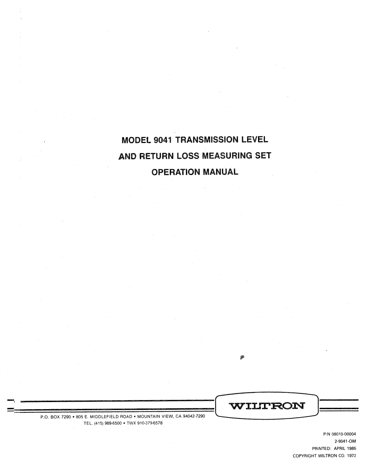 Wiltron 9041 User Manual