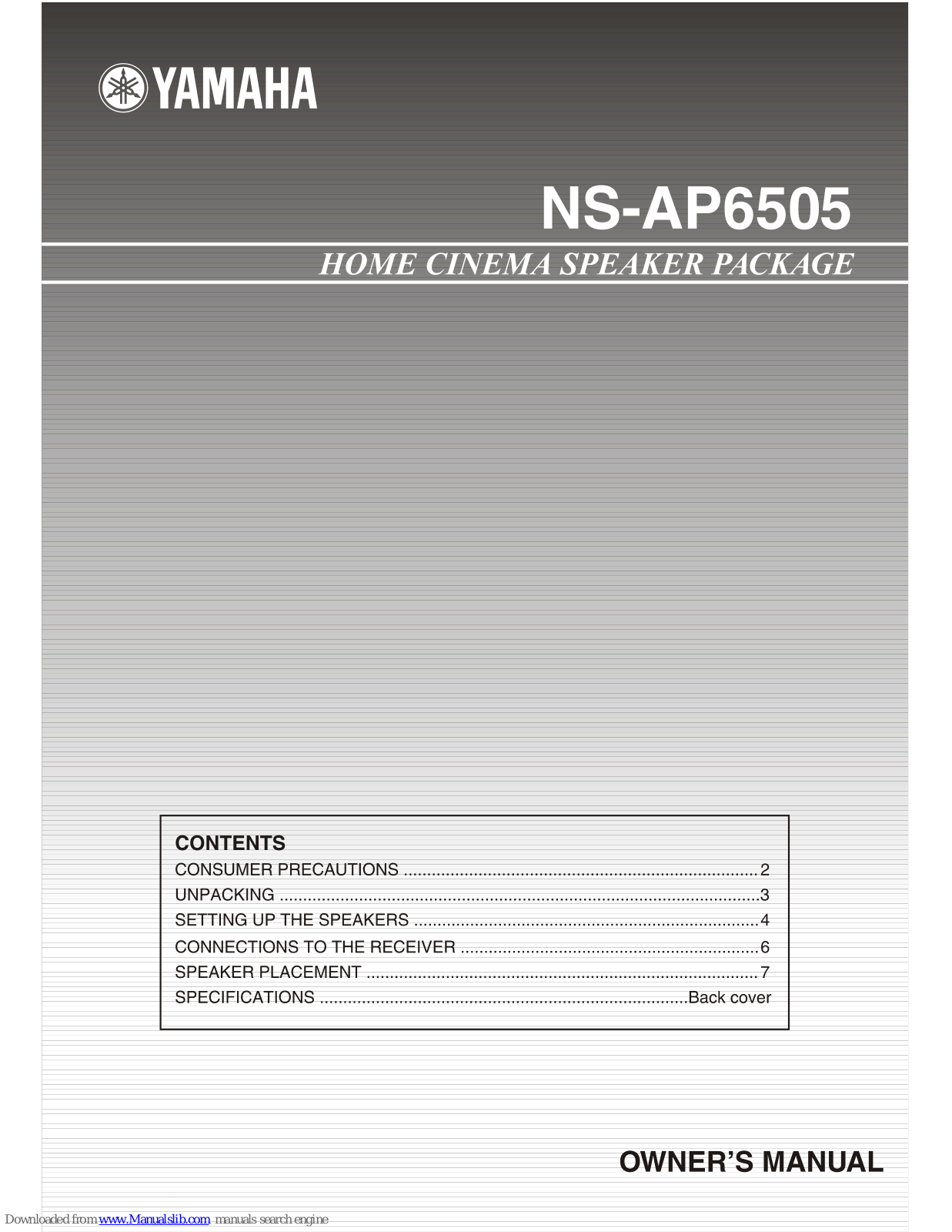 Yamaha NS-AP6505, NS-AP6505C, NS-AP6505F, NS-AP6505S Owner's Manual