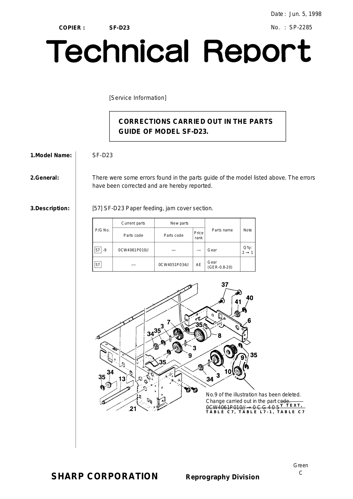 SHARP sp2285 Technical Report