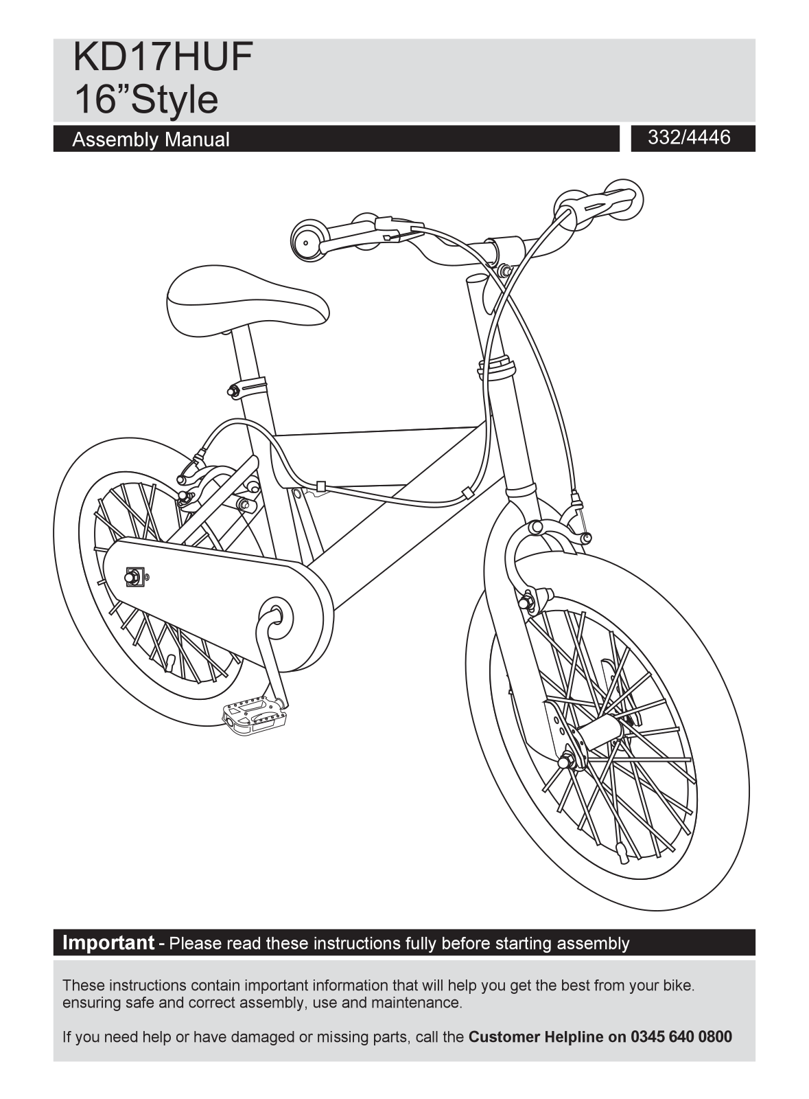 Huffy KD17HBL Instruction manual