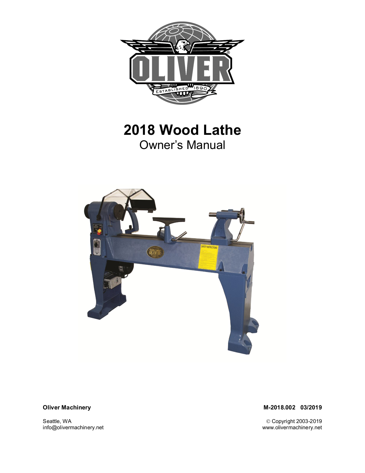 Oliver 2018 Owner's Manual