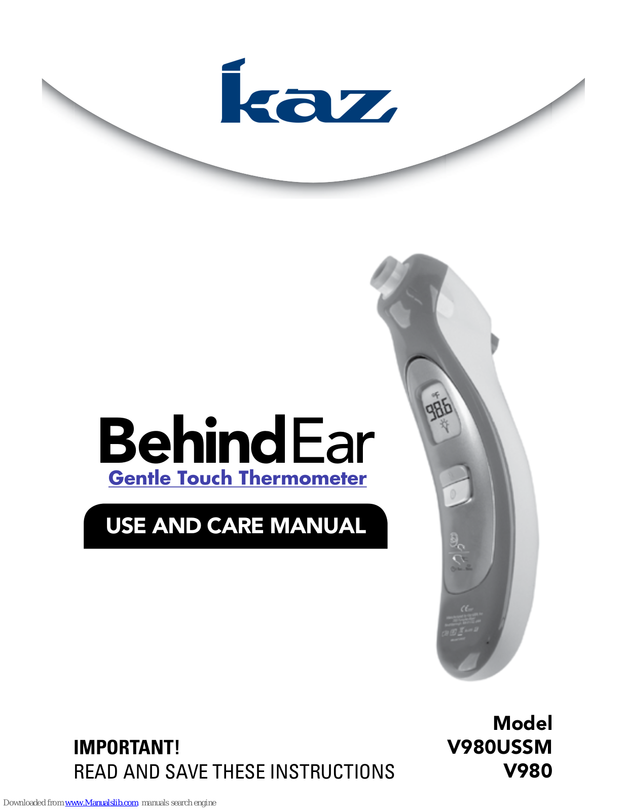 Kaz BehindEar V980USSM, BehindEar V980 Use And Care Manual