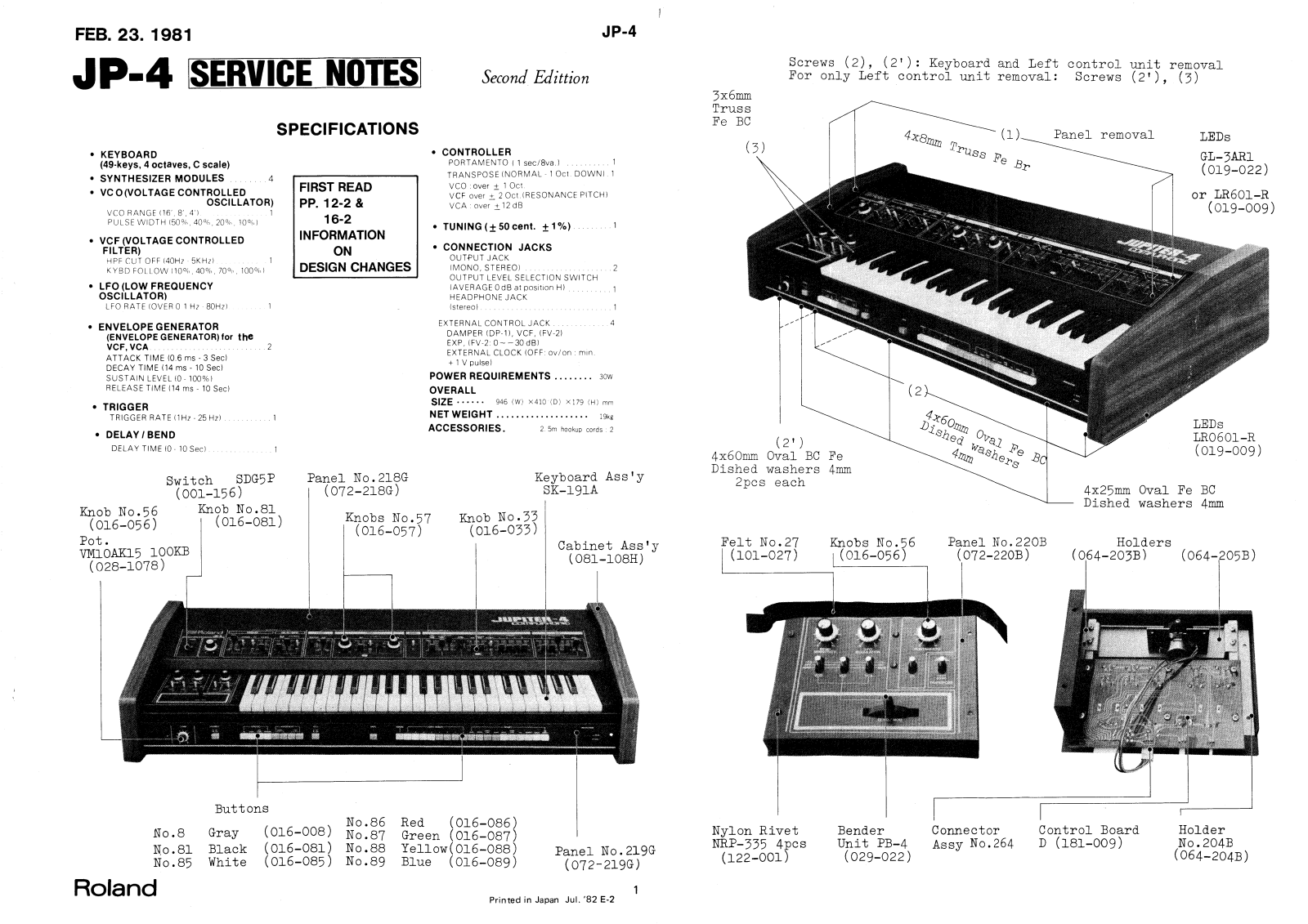 Roland JP-4 Service Manual