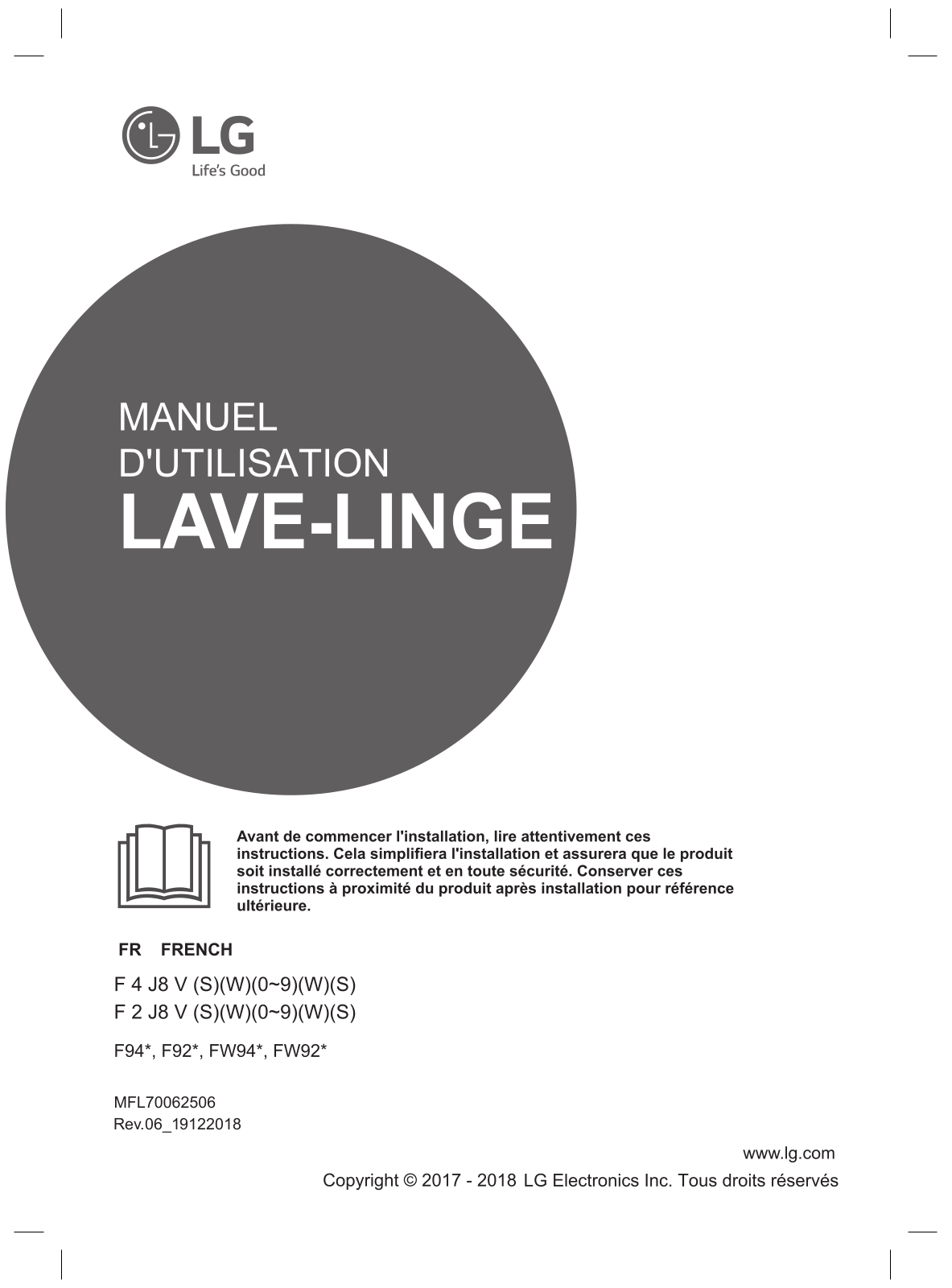 LG F94J82STS User manual