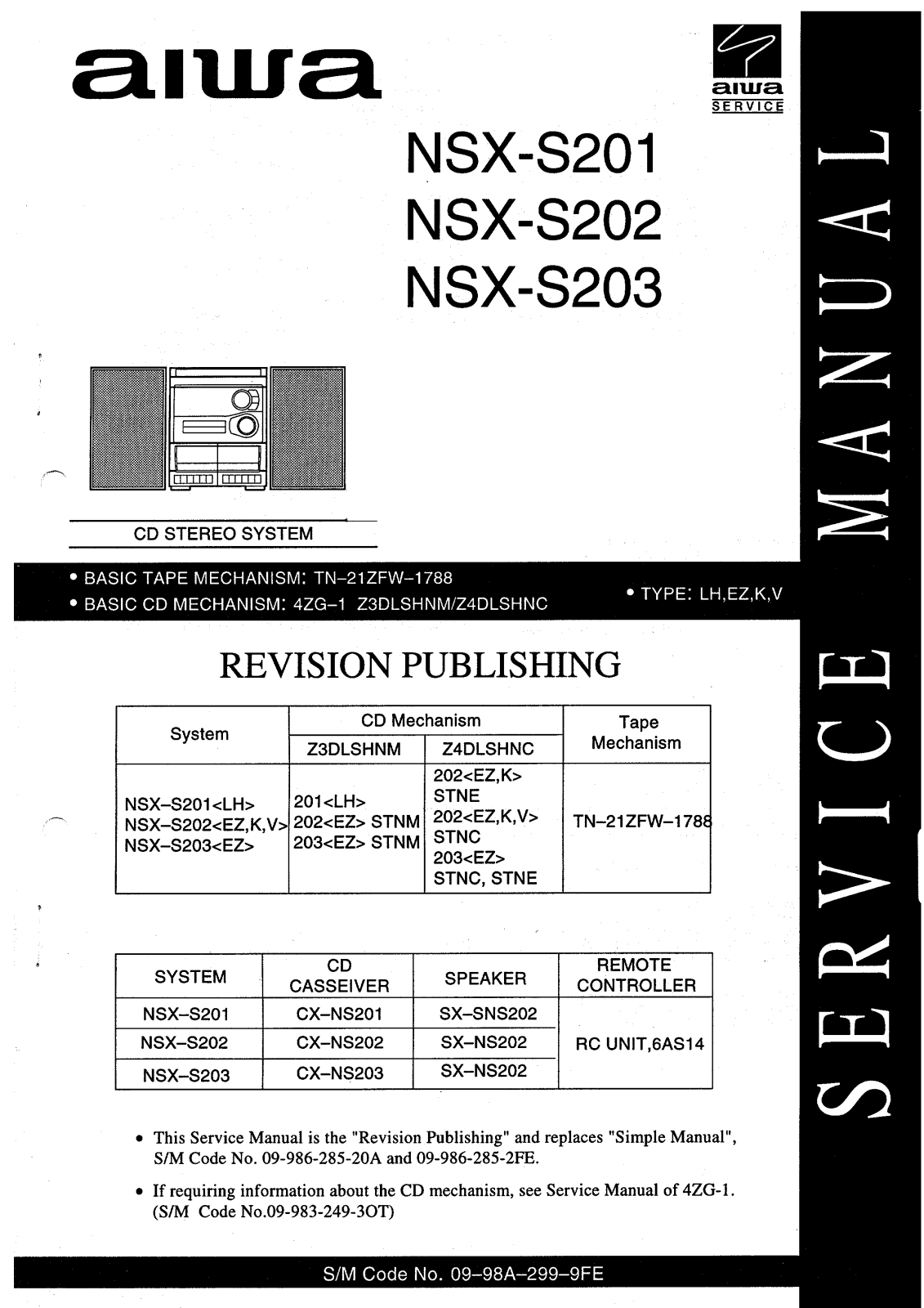 Aiwa NSX-S201, NSX-S202, NSX-S203 Service Manual