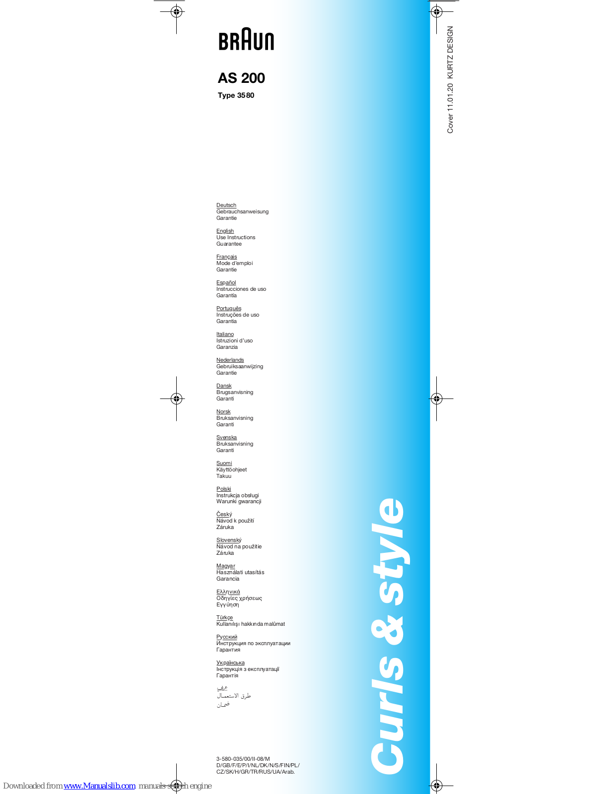 Braun Curls & Style AS200, 3580 User Manual