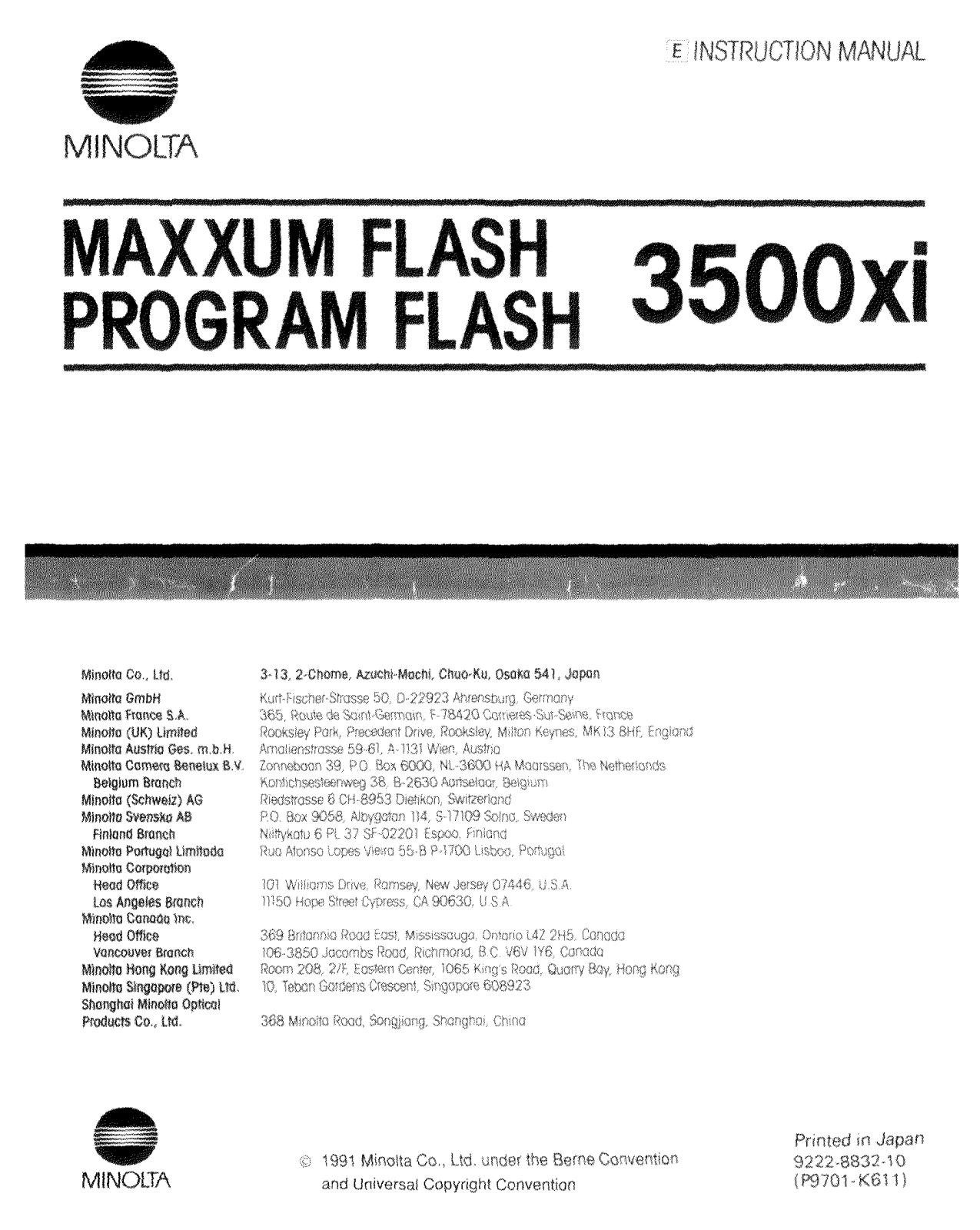Minolta MAXXUM FLASH 3500XI instruction Manual