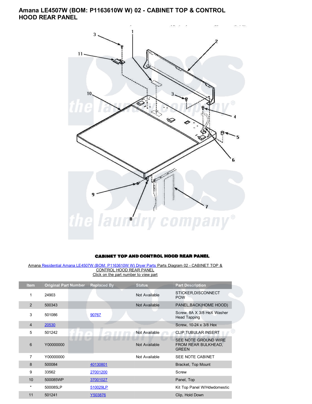 Amana LE4507W Parts Diagram