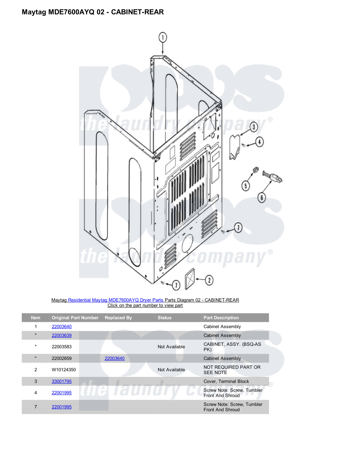 Maytag MDE7600AYQ Parts Diagram