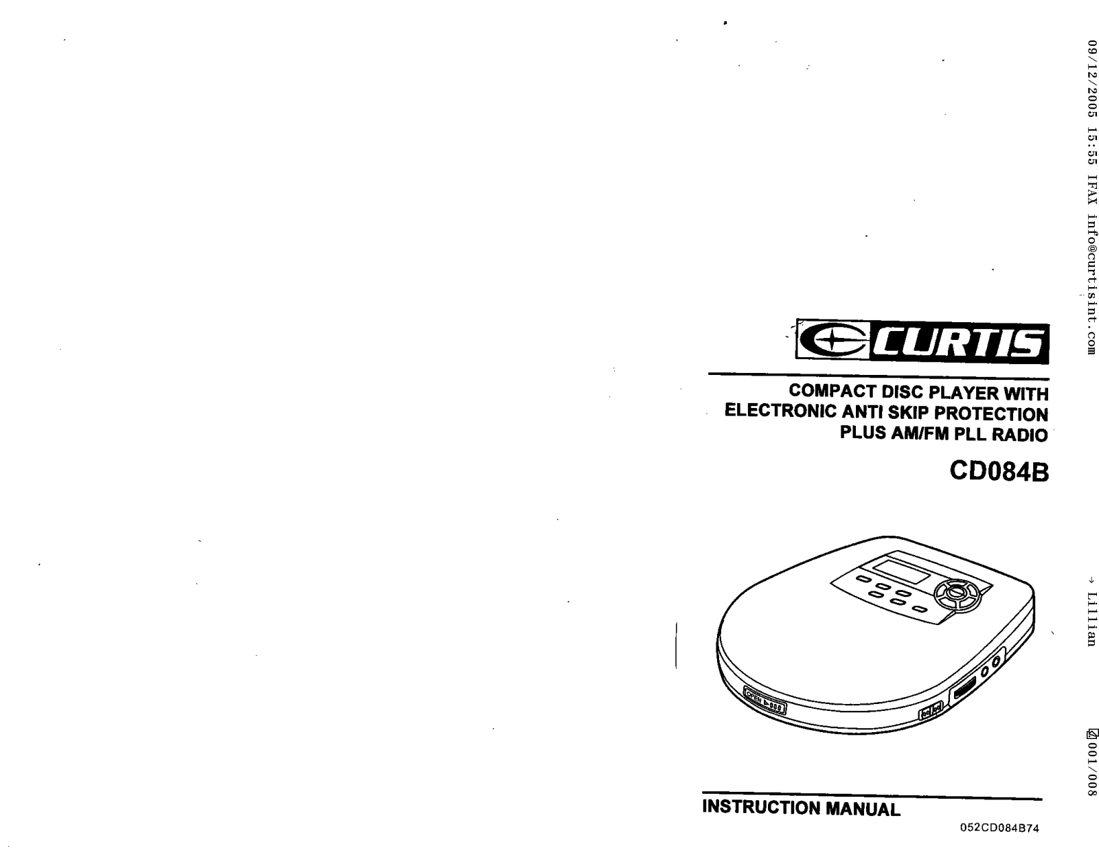 CURTIS CD084B User Manual