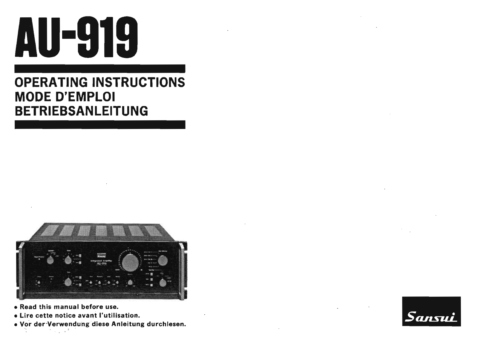 Sansui AU-919 Owners Manual