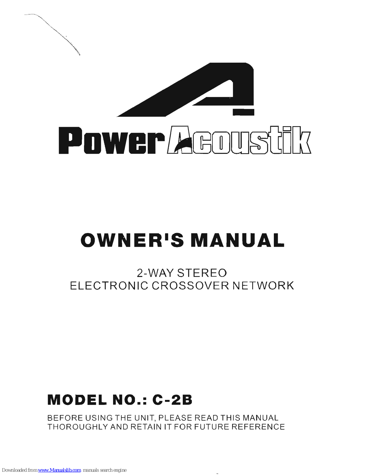 Power Acoustik C-2B Owner's Manual