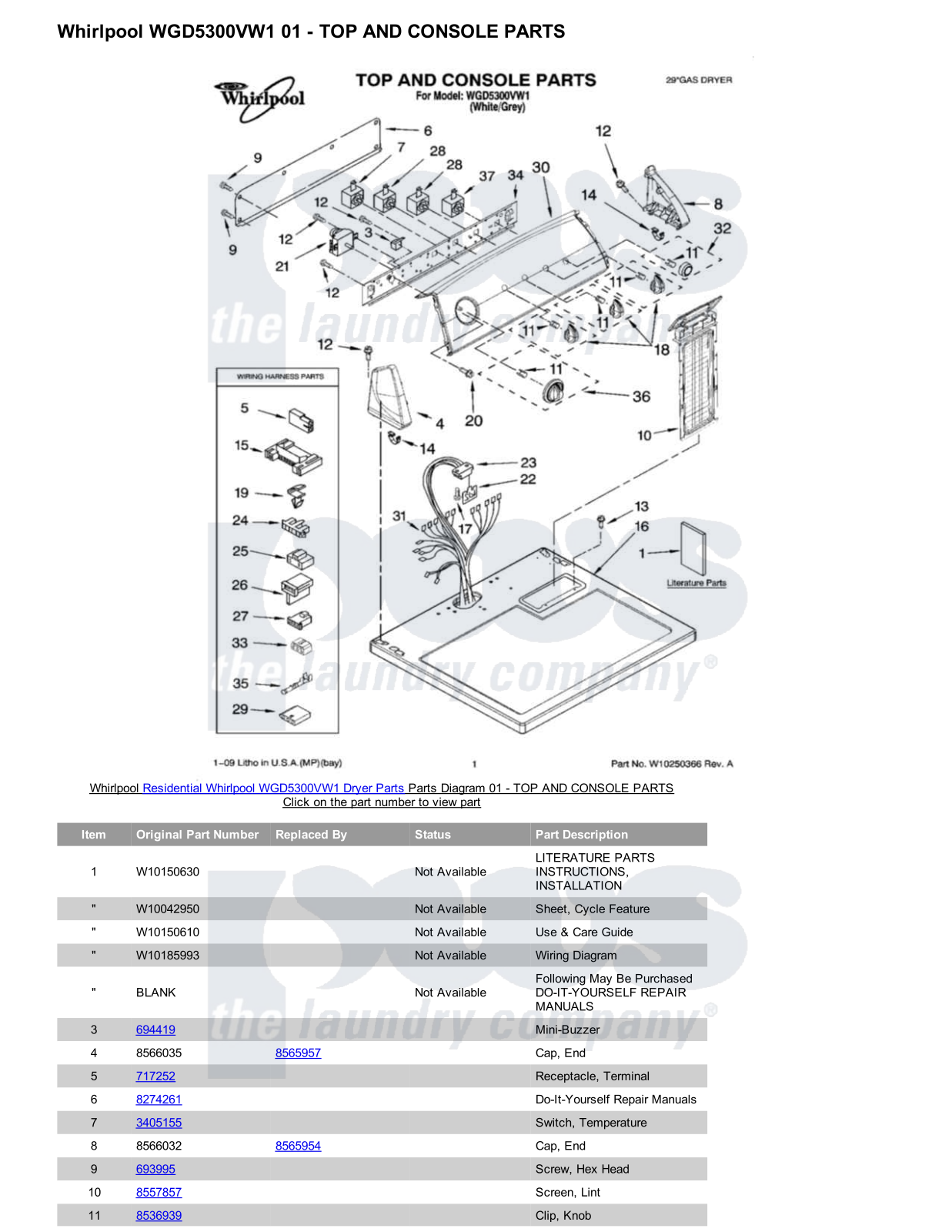 Whirlpool WGD5300VW1 Parts Diagram