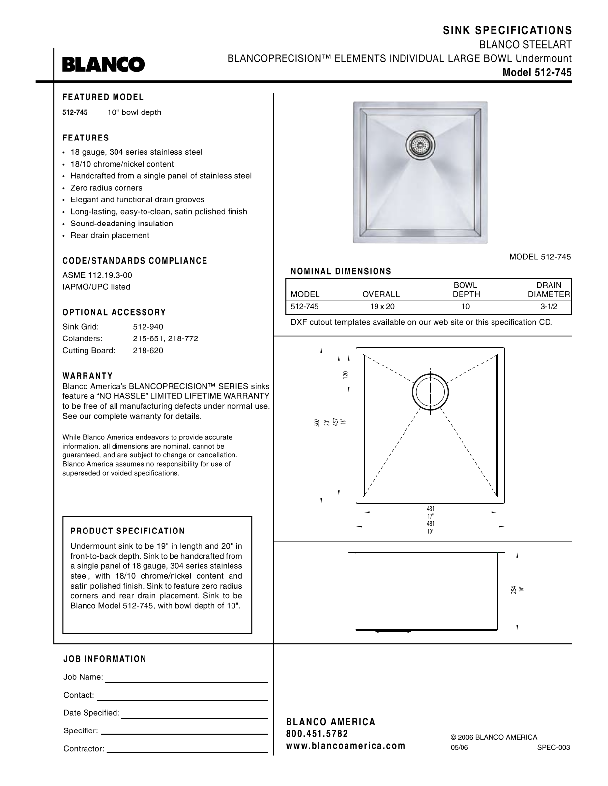 Blanco 512-745 User Manual