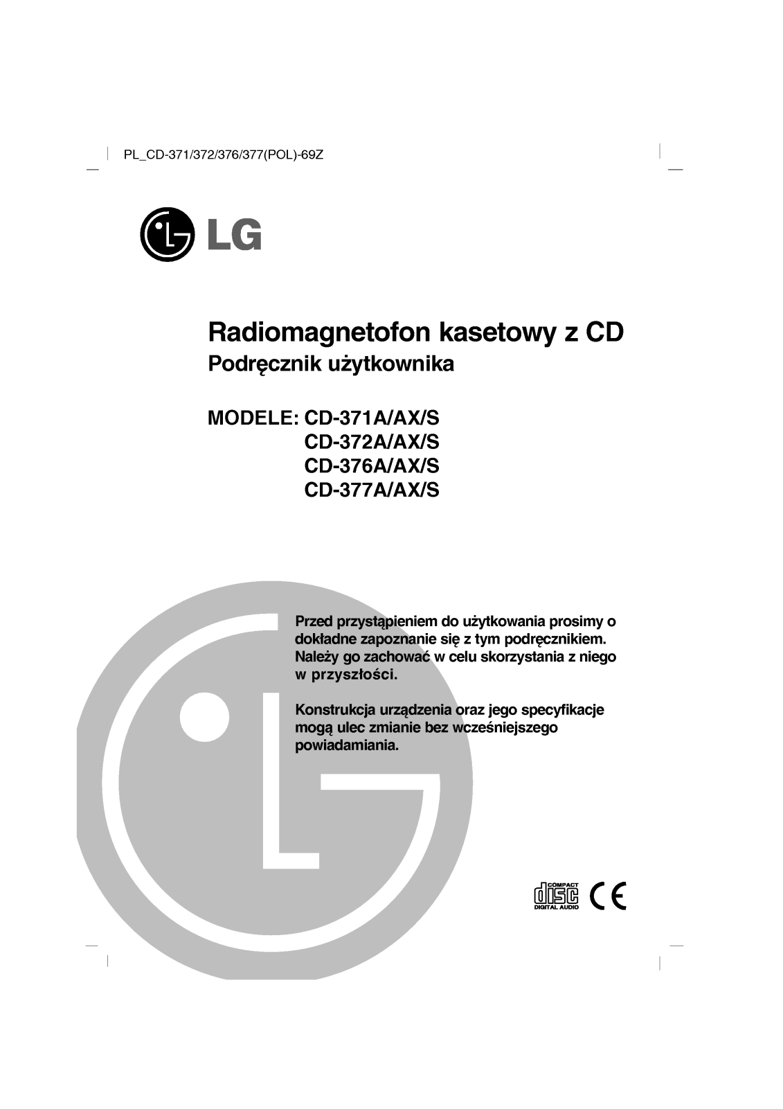 Lg CD-371A User Manual