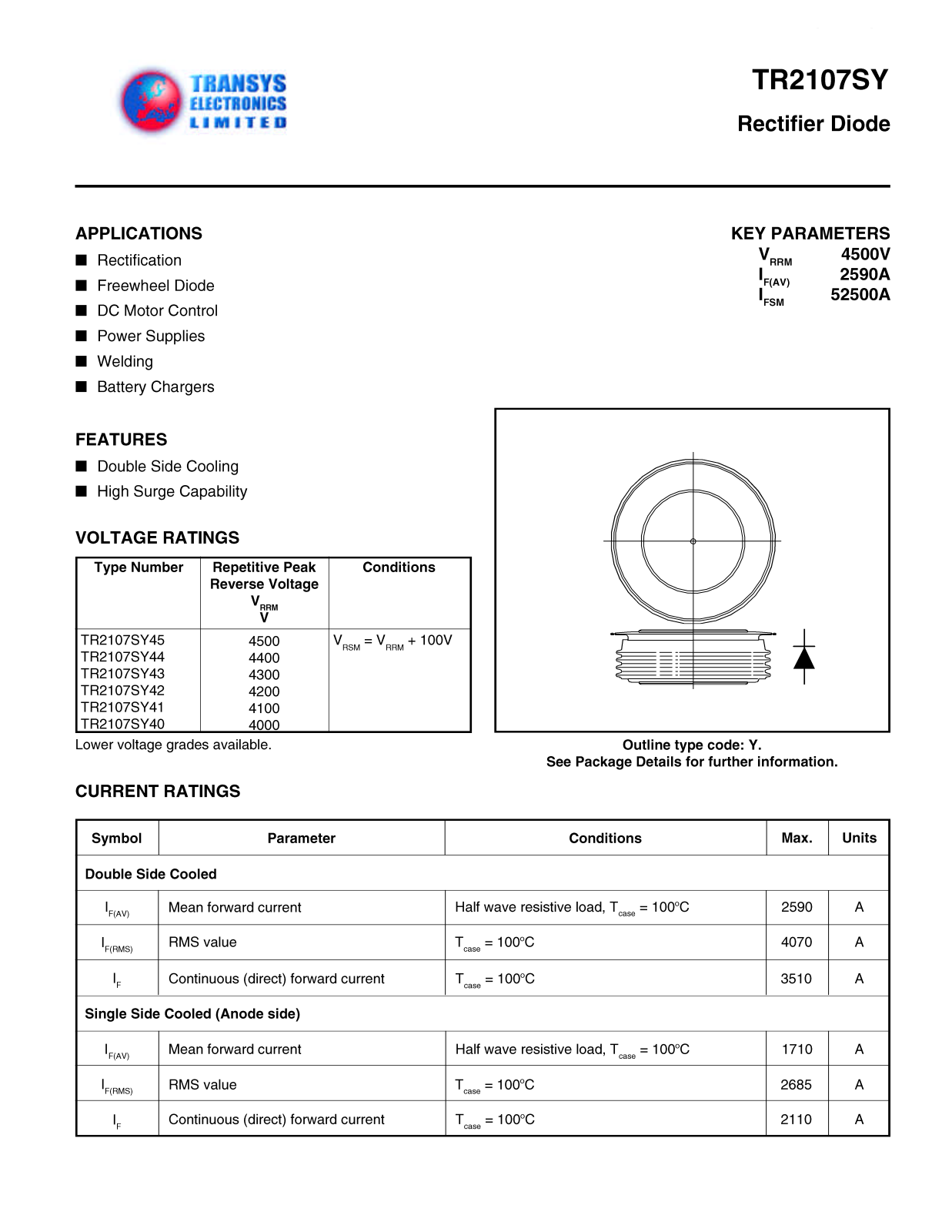 TEL TR2107SY40, TR2107SY45, TR2107SY44, TR2107SY43, TR2107SY42 Datasheet