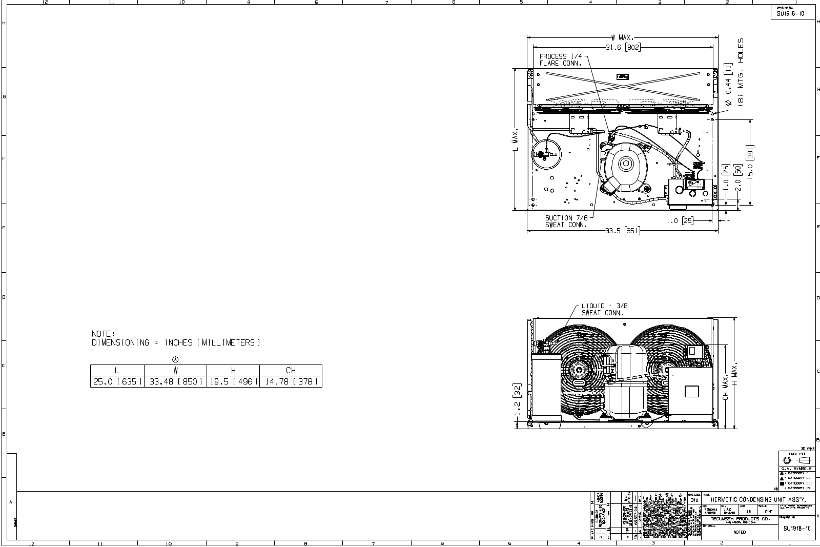 Tecumseh AWG4520CXNXM Drawing Data