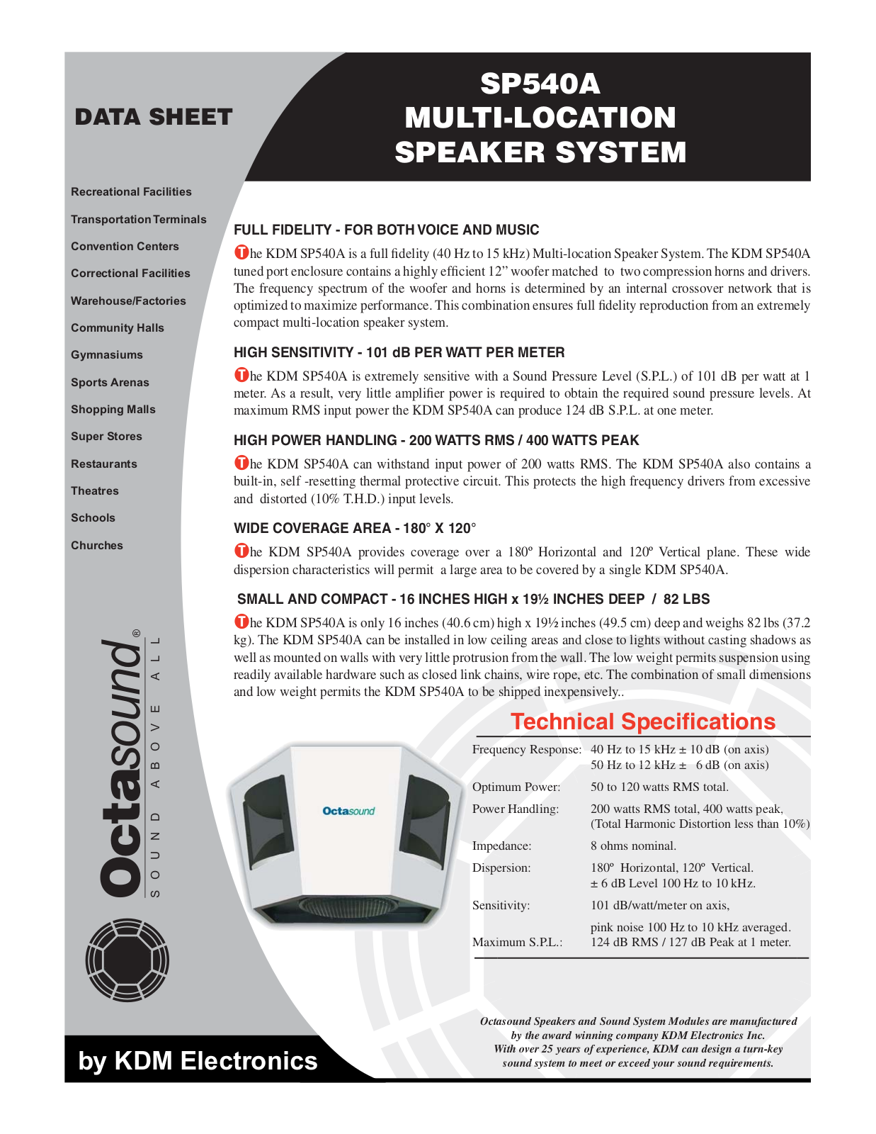 Octasound SP540A Datasheet