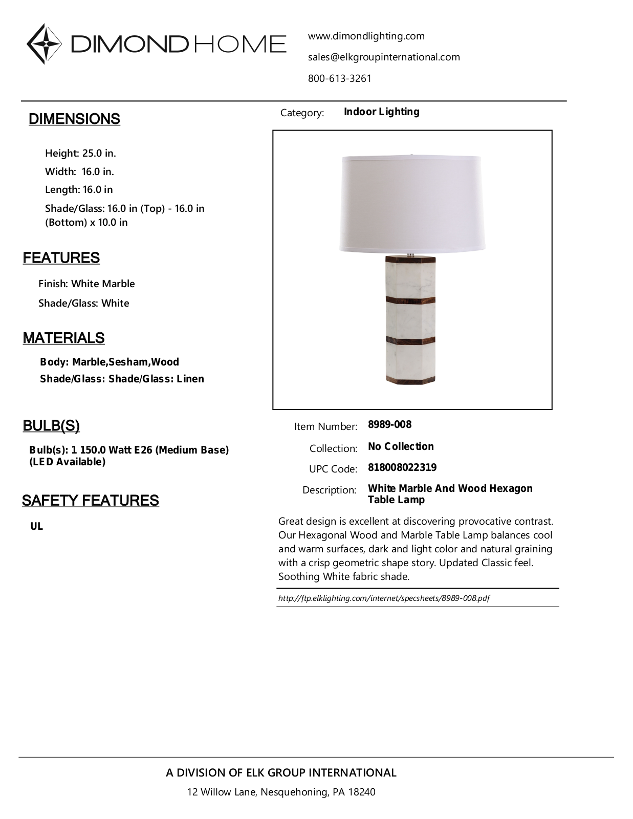 ELK Home 8989008 User Manual