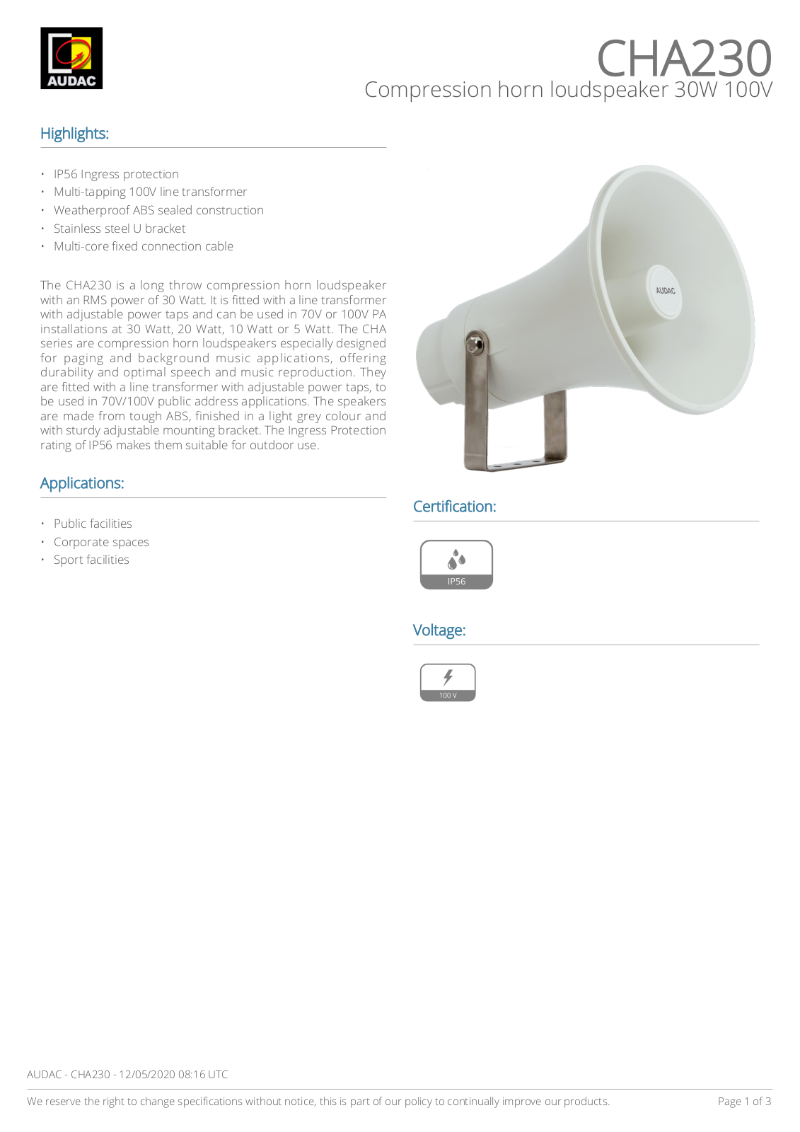 AUDAC CHA230 Audac CHA230.pdf - ManualMachine.com