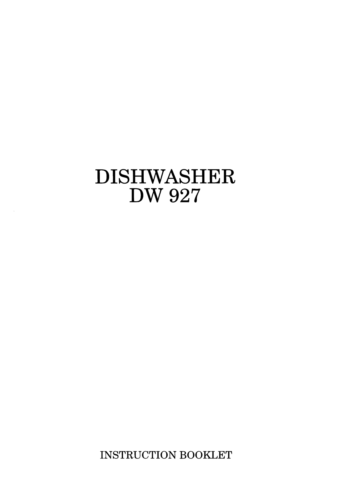 Zanussi DW927 User Manual