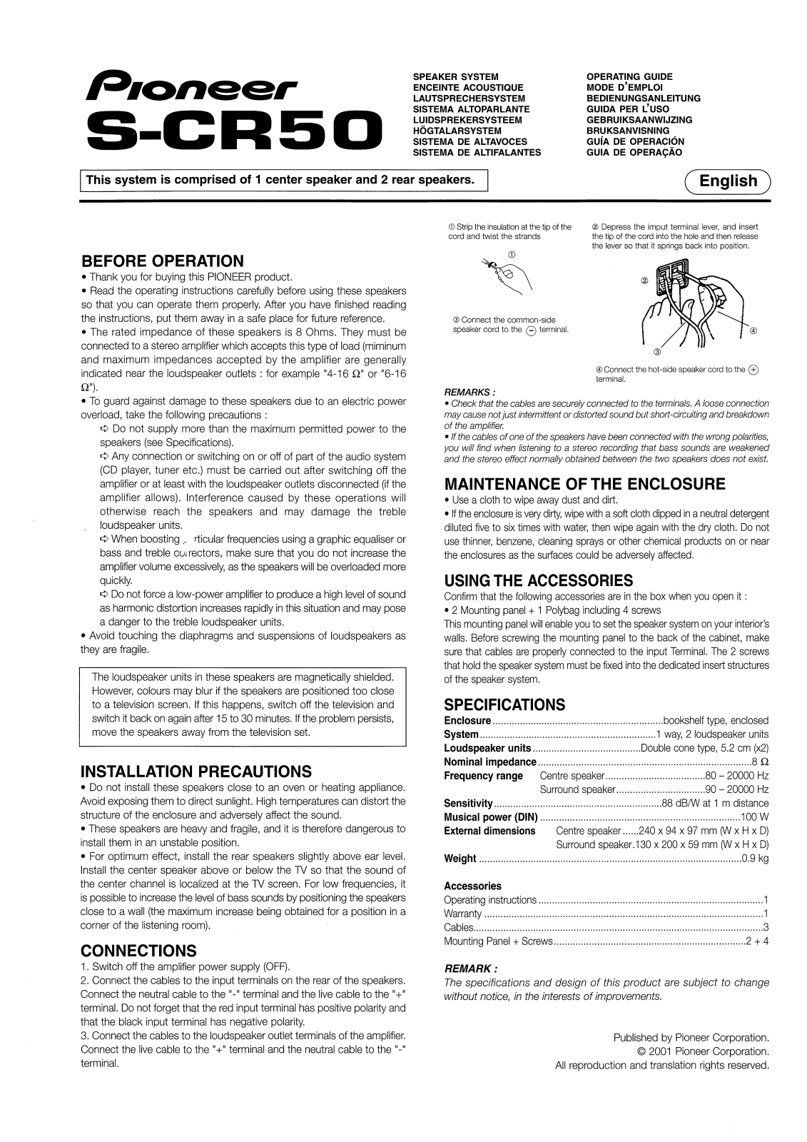 Pioneer S-CR50 User Manual