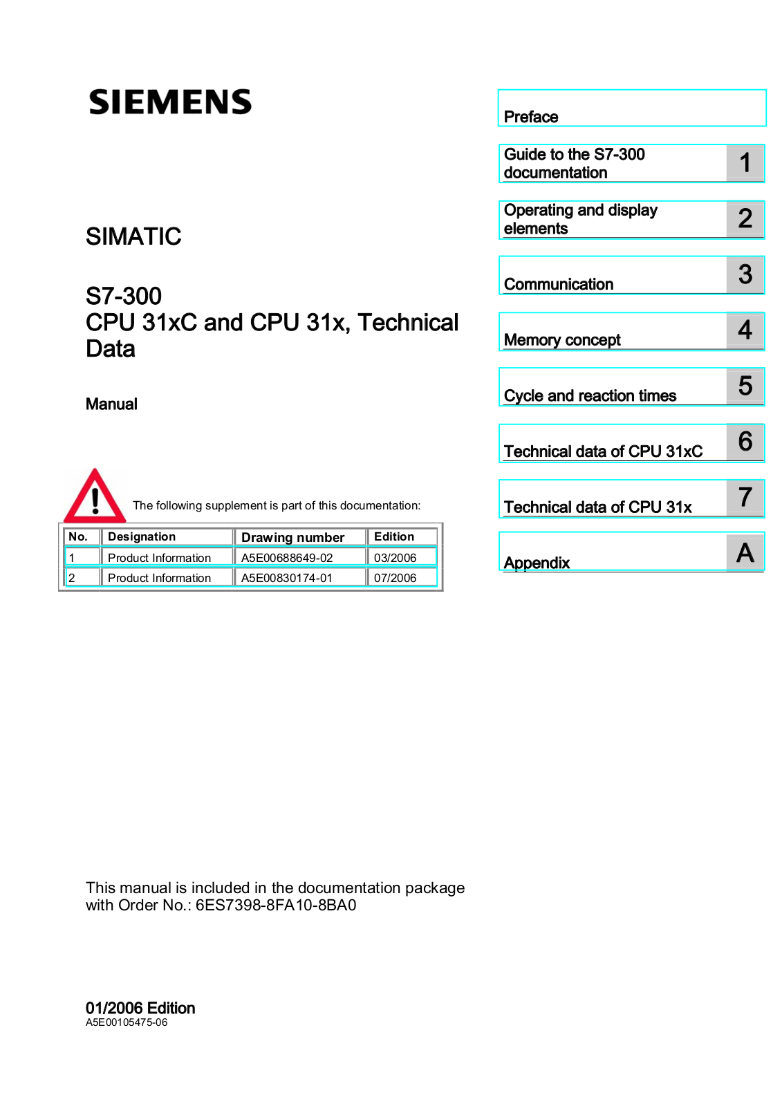 Siemens SIMATIC 312C, SIMATIC 313C-2 PtP, SIMATIC 314C-2 PtP, SIMATIC 313C-2 DP, SIMATIC 314C-2 DP Technical Data Manual