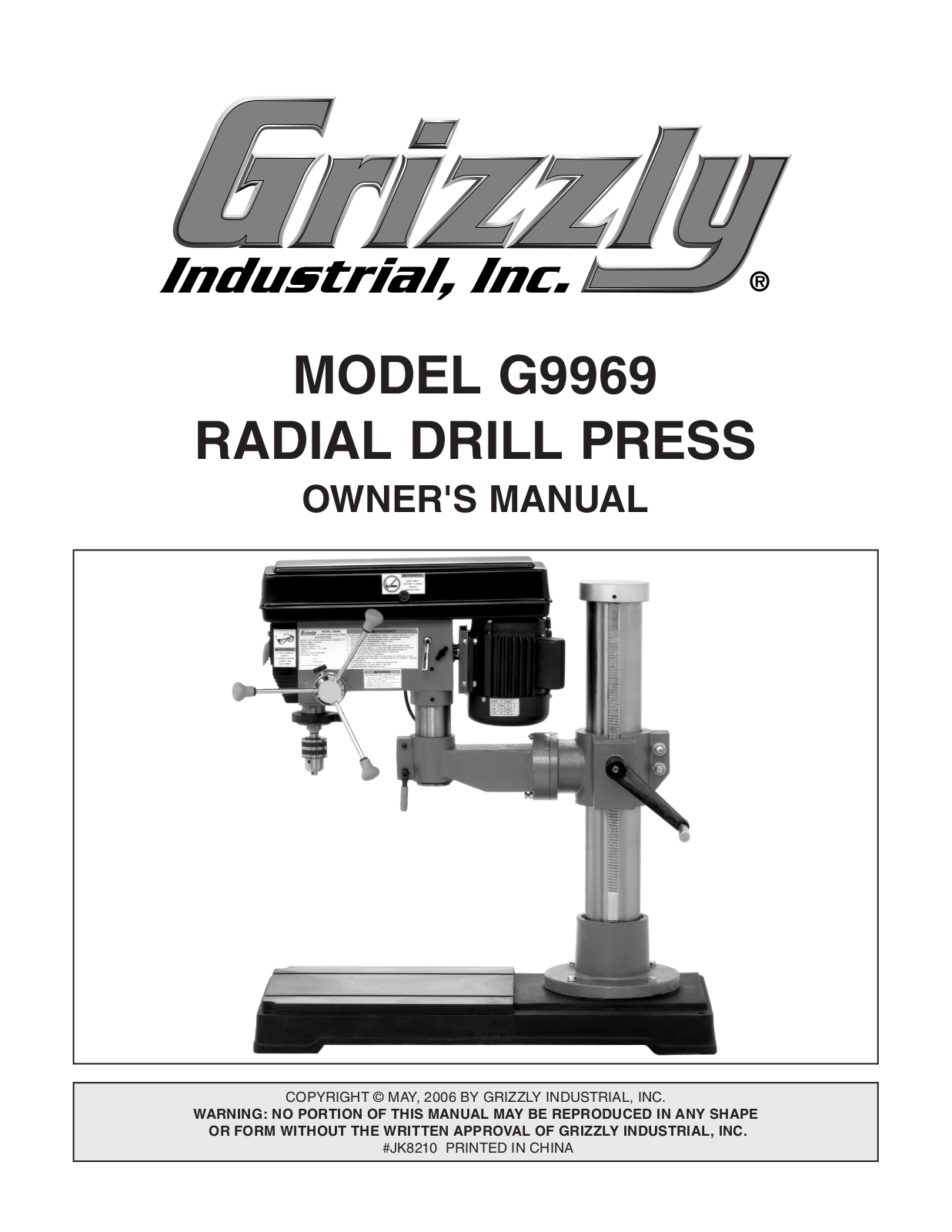 Grizzly G9969 User Manual