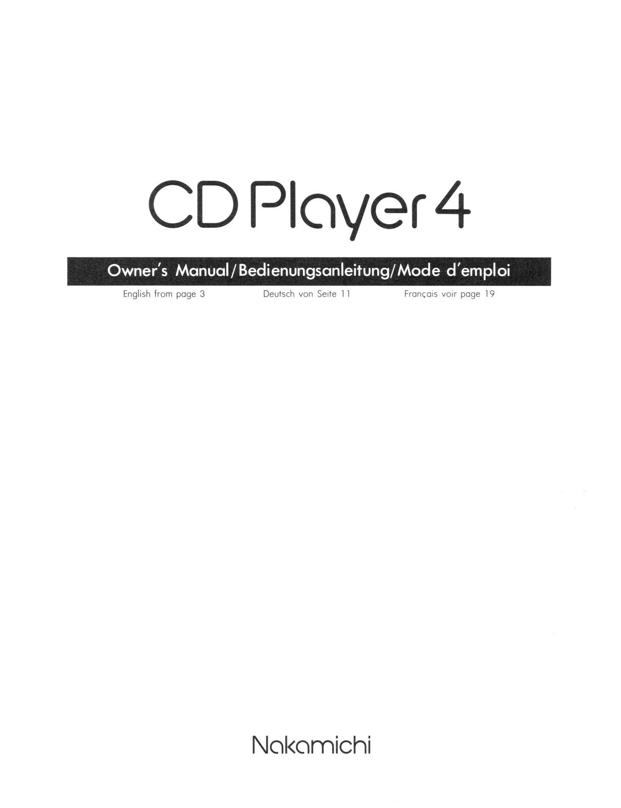 Nakamichi CD Player 4 Owners manual