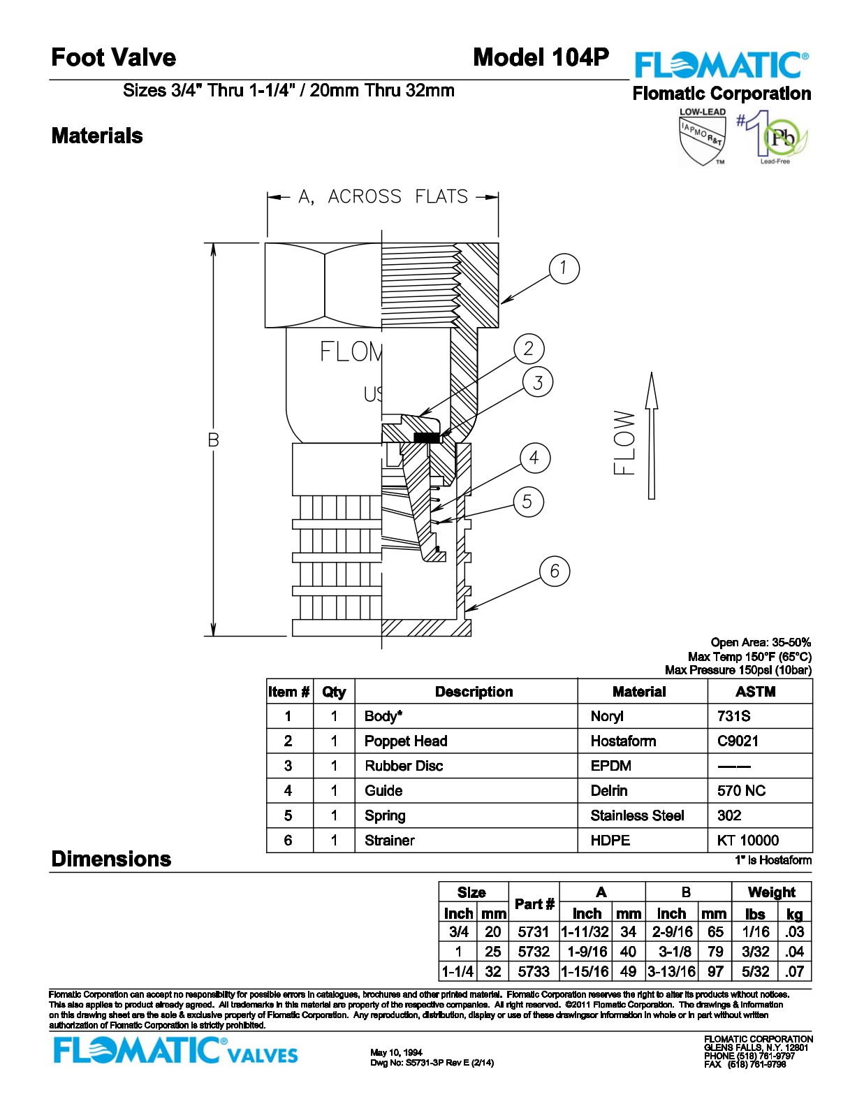 Flomatic 104P Parts List