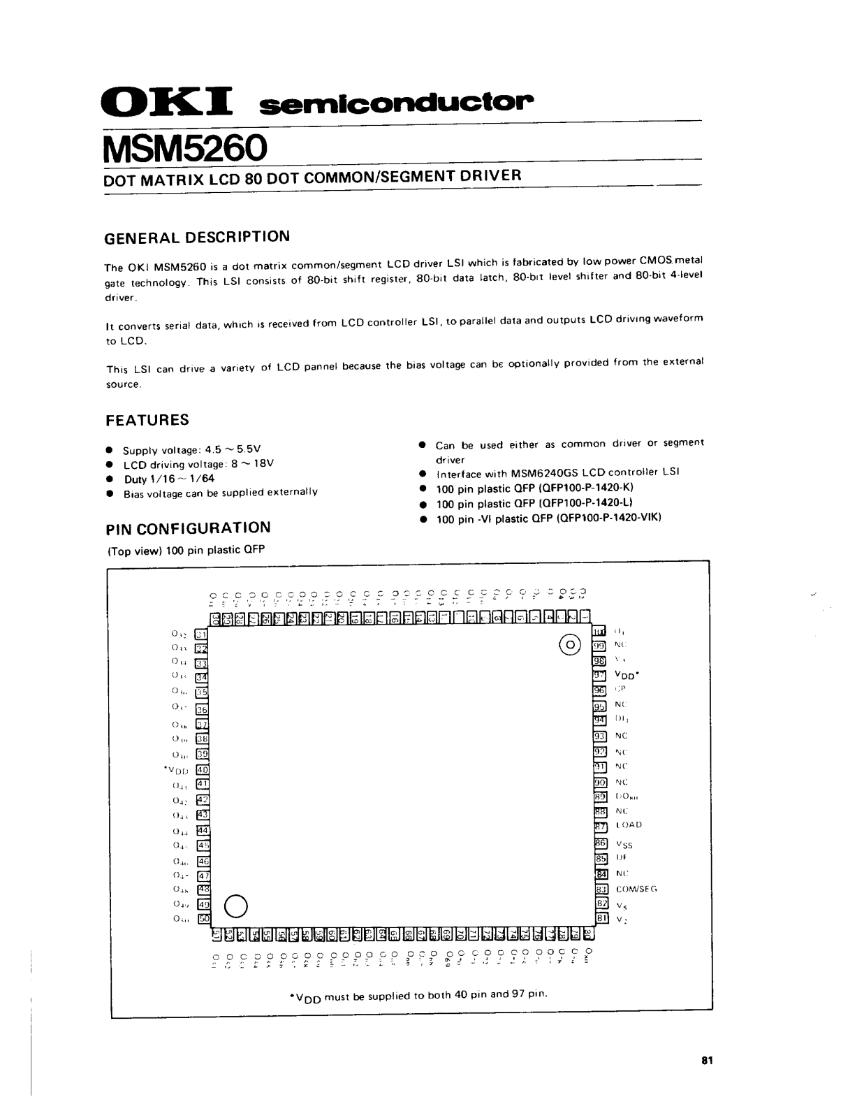 OKI MSM5260 Datasheet