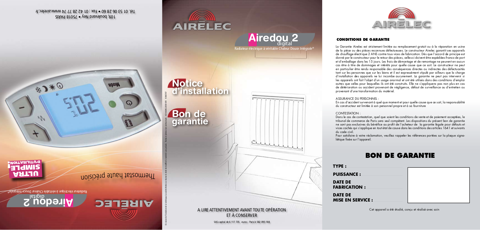 Airelec Airedou 2 User Manual