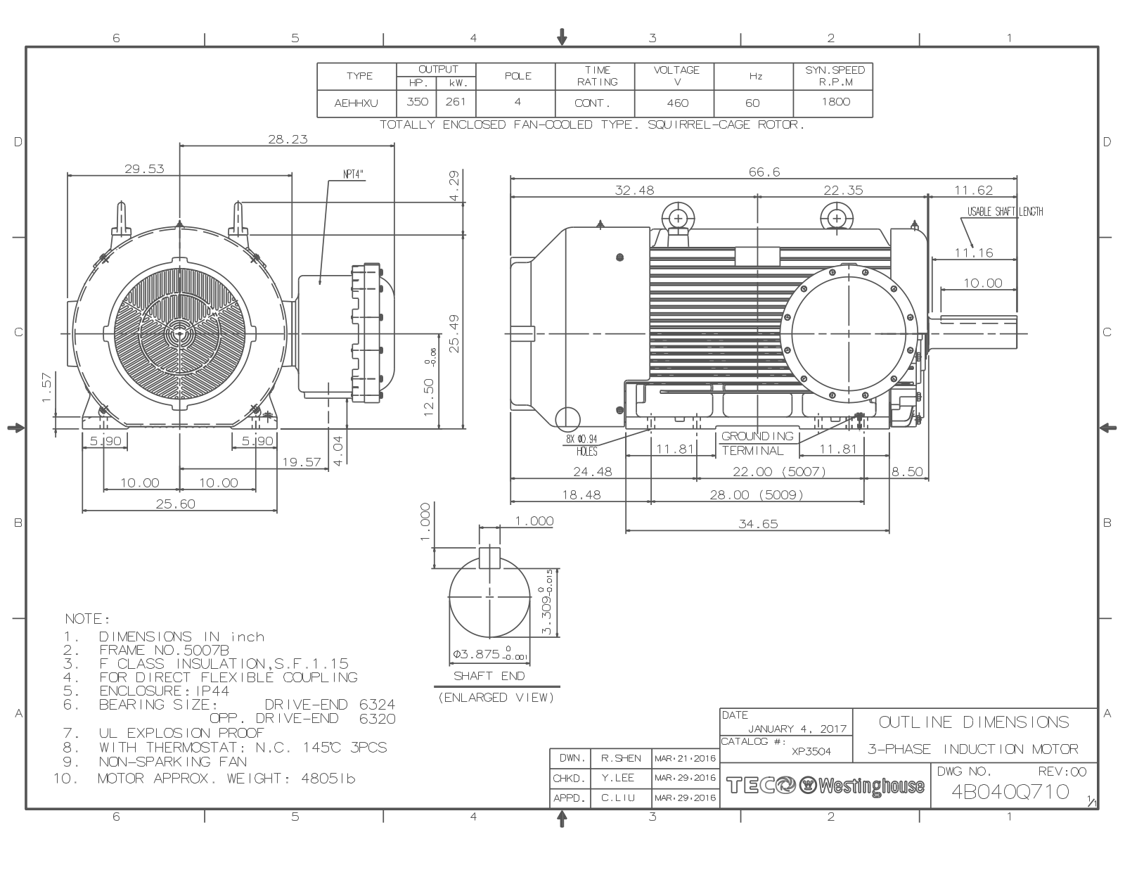 Datasheet XP3504 Reference Drawing (Teco) - ManualMachine.com