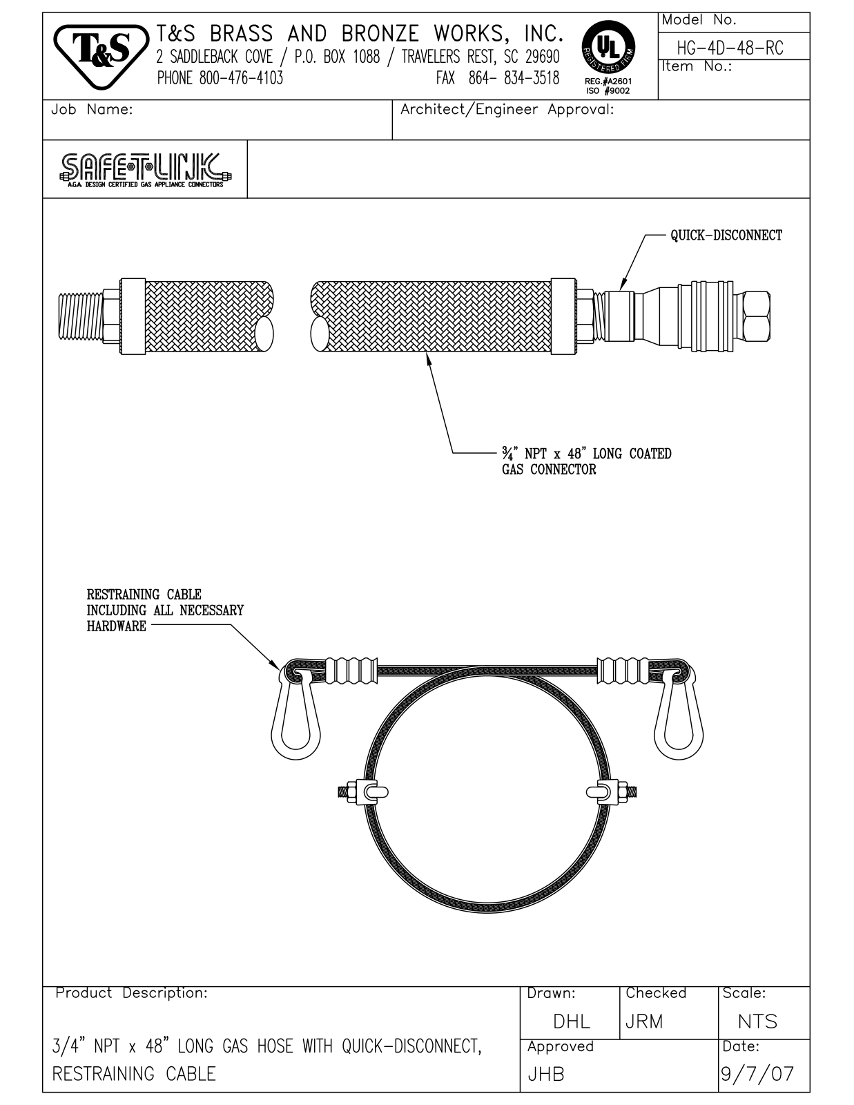 T&S Brass HG-4D-48-RC User Manual