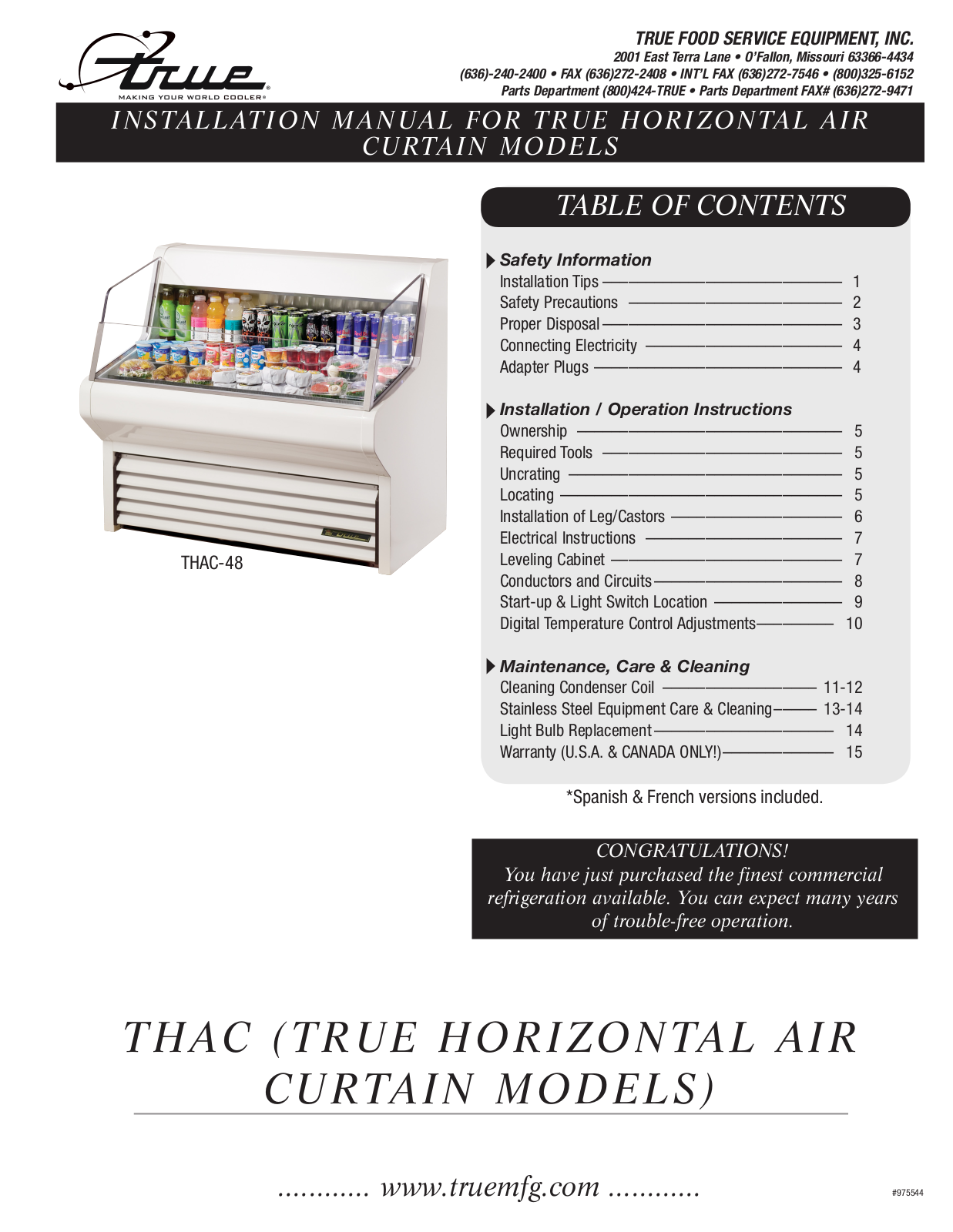 True THAC-48 Installation Manual