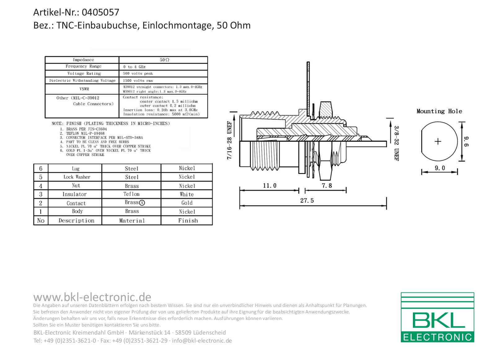 BKL TNC EBU-L50 Datasheet - ManualMachine.com