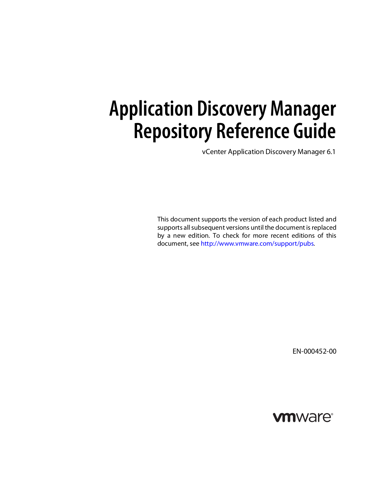 VMware vCenter Application Discovery Manager - 6.1 Reference Guide