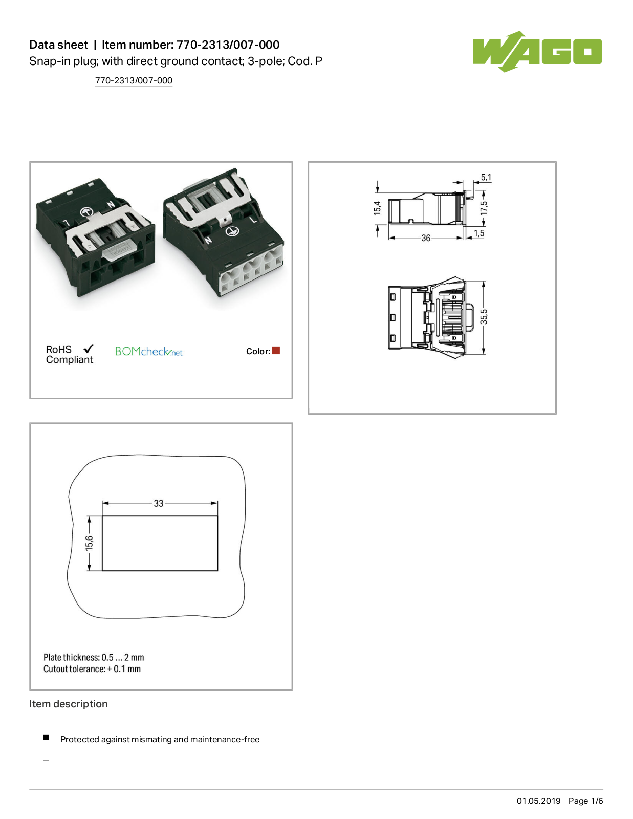 Wago 770-2313/007-000 Data Sheet