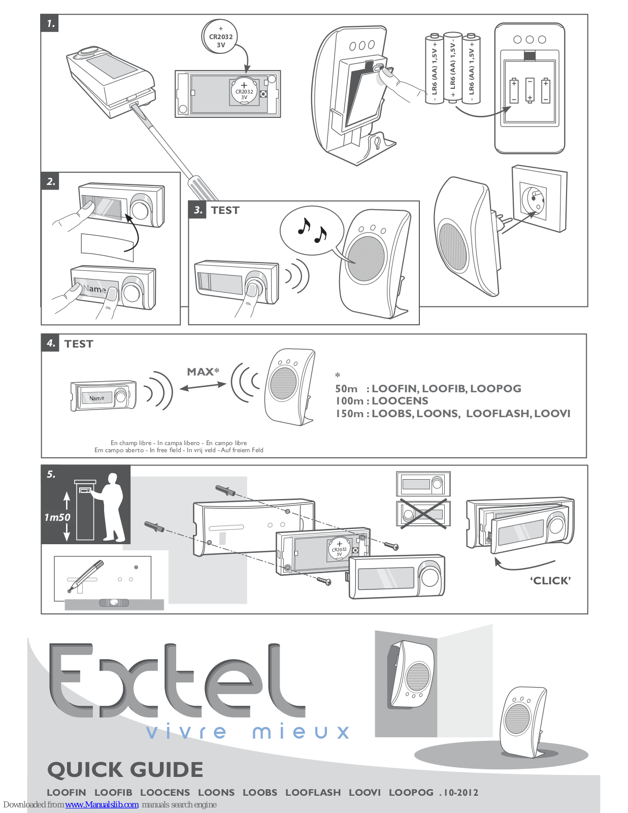 Extel LOOFIN, LOOFIB, LOOCENS, LOONS, LOOFLASH Quick Manual