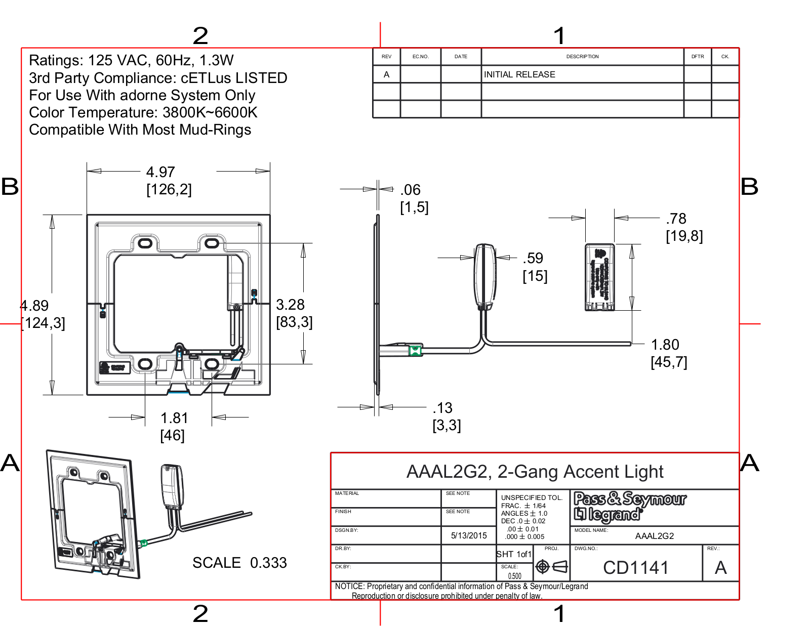 Legrand LEE1944 Dimensions - ManualMachine.com
