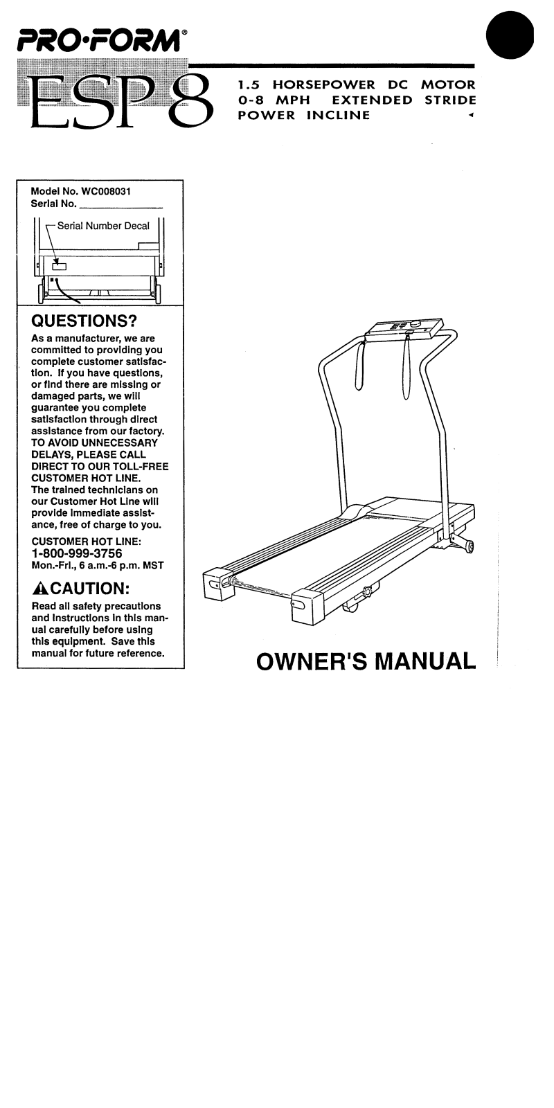 ProForm WC008031 User Manual