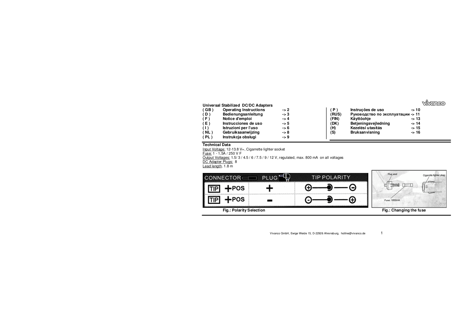 VIVANCO UNIVERSAL VEHICLE AUDIO CONNECTION SET User Manual