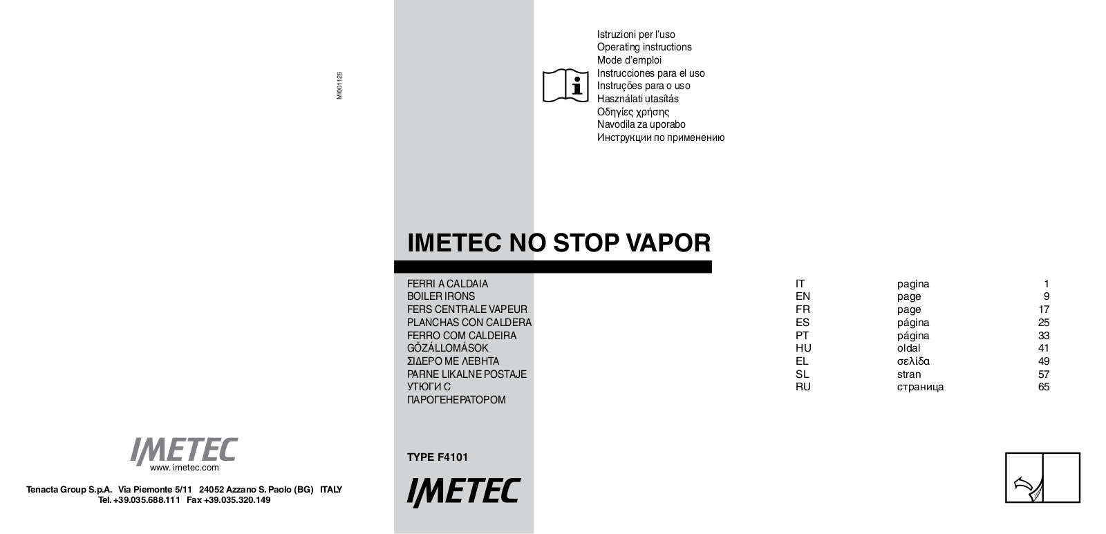 Imetec NO-STOP PROFESSIONAL ECO User Manual