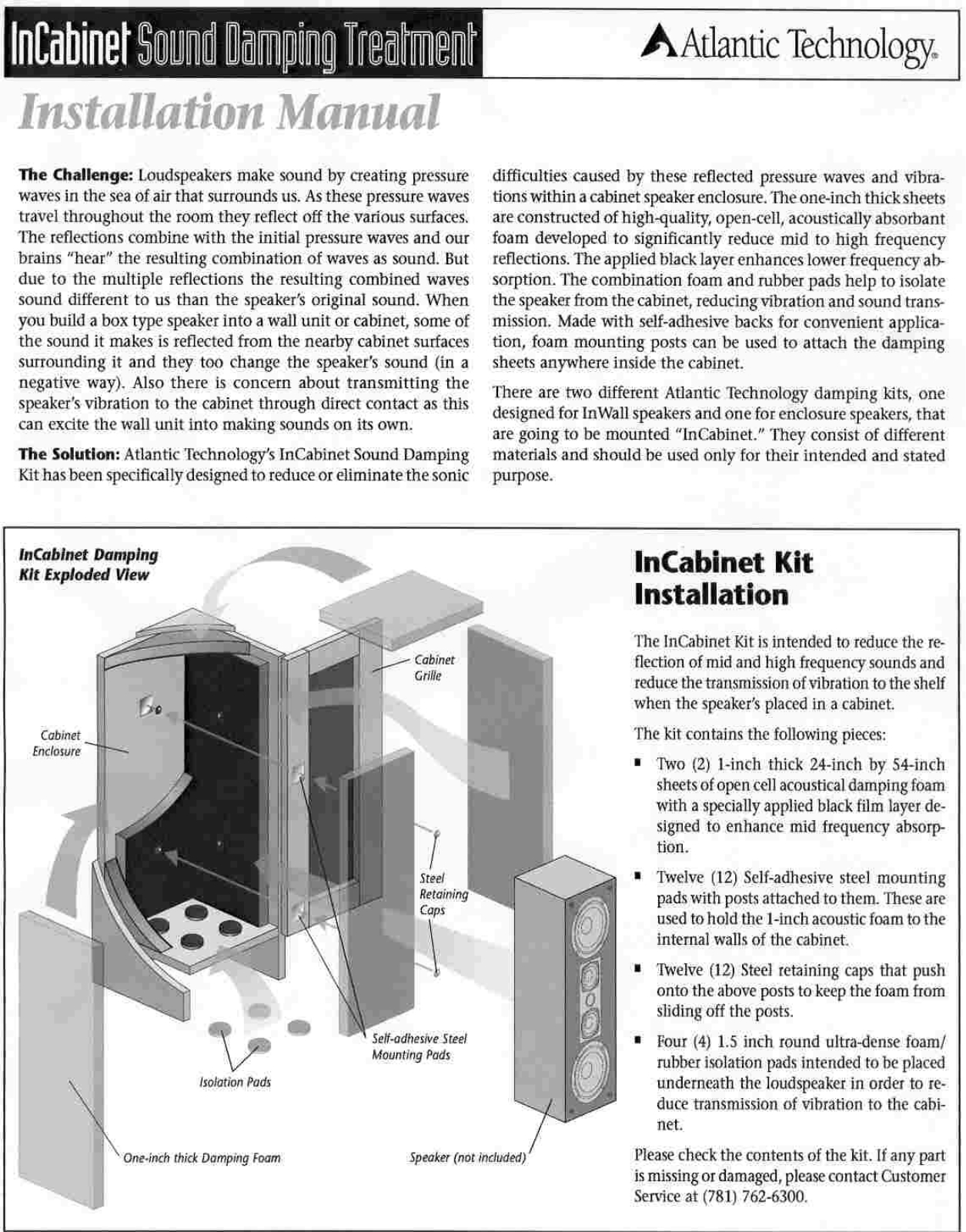 Atlantic Technology InCabinet Owners manual