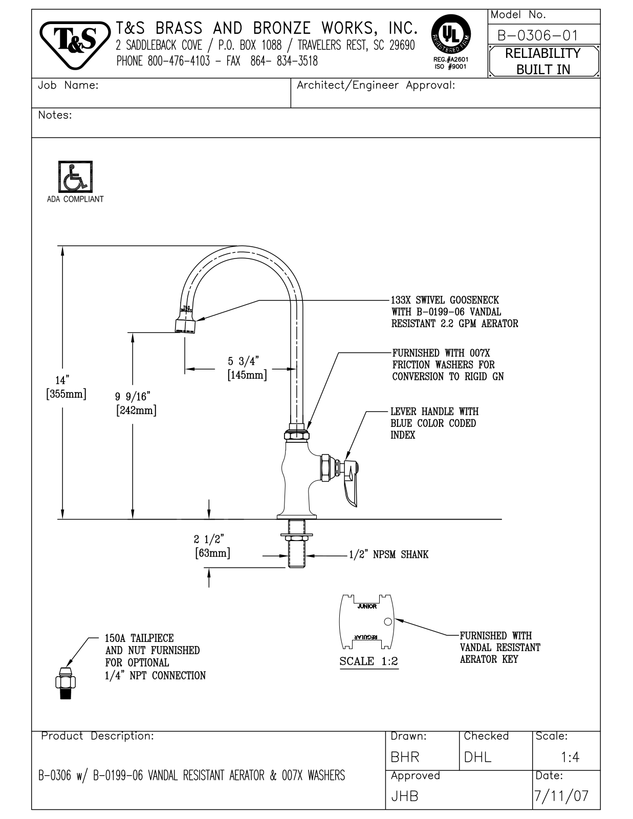 T & S Brass & Bronze Works B-0306-01 General Manual