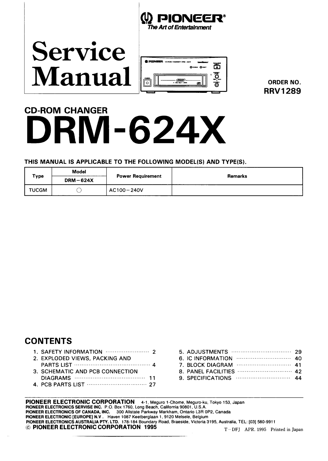 Pioneer DRM-624-X Service manual