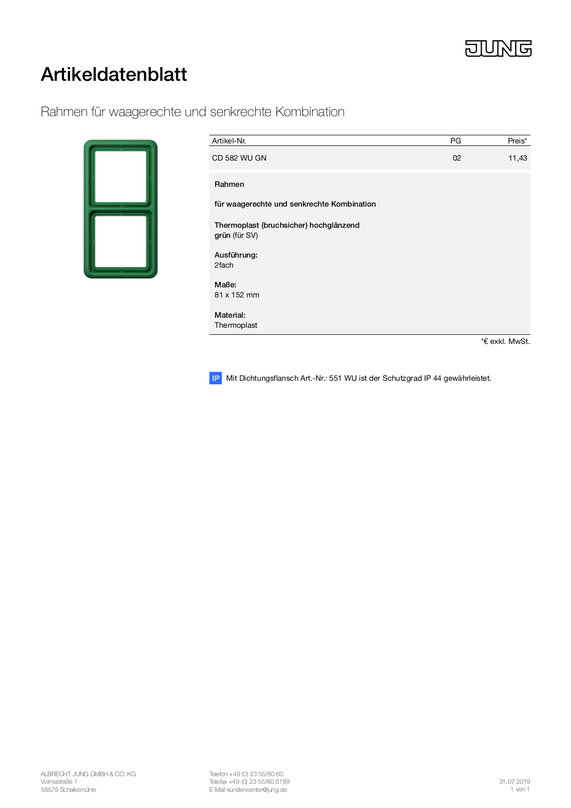 Jung CD 582 WU GN User Manual