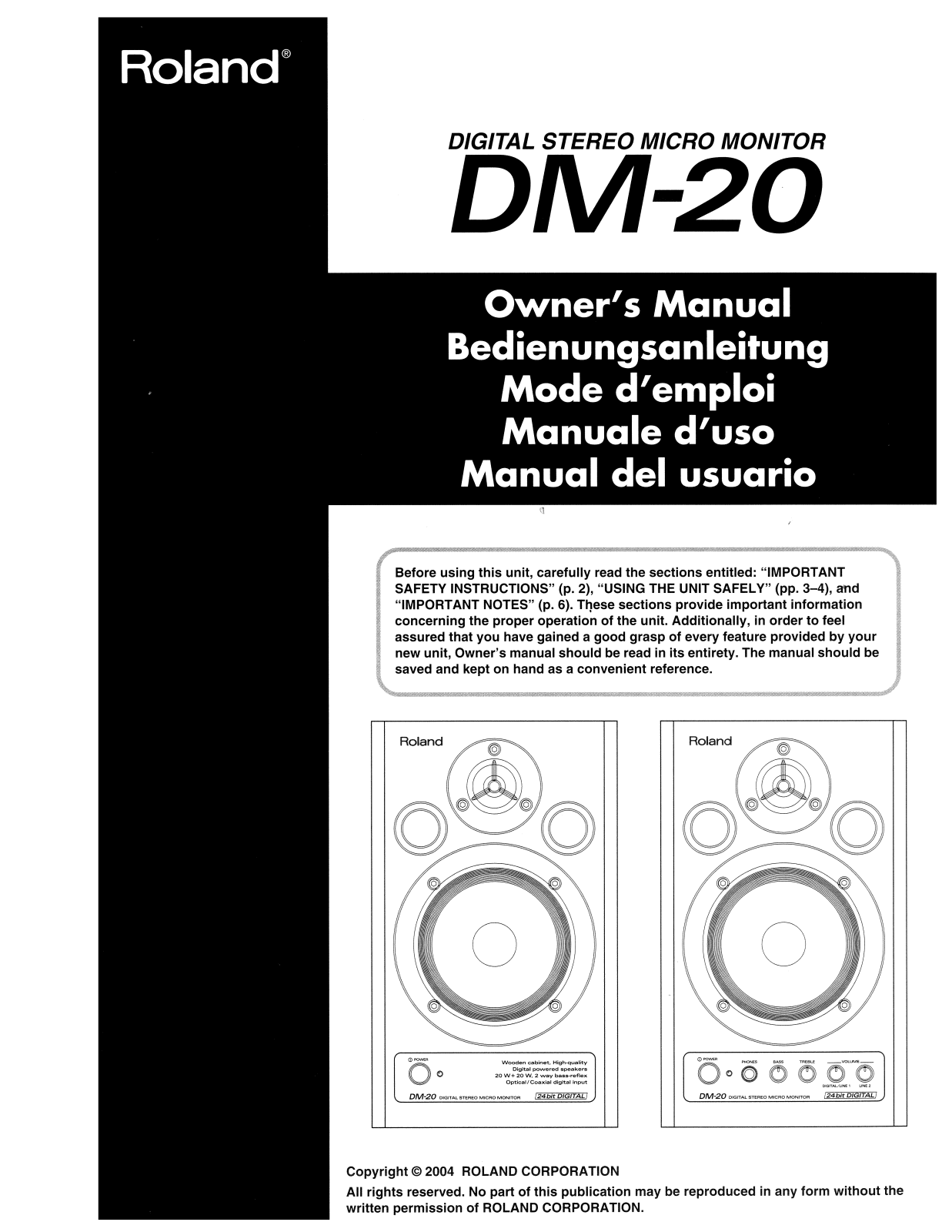 Roland Corporation DM-20 Owner's Manual