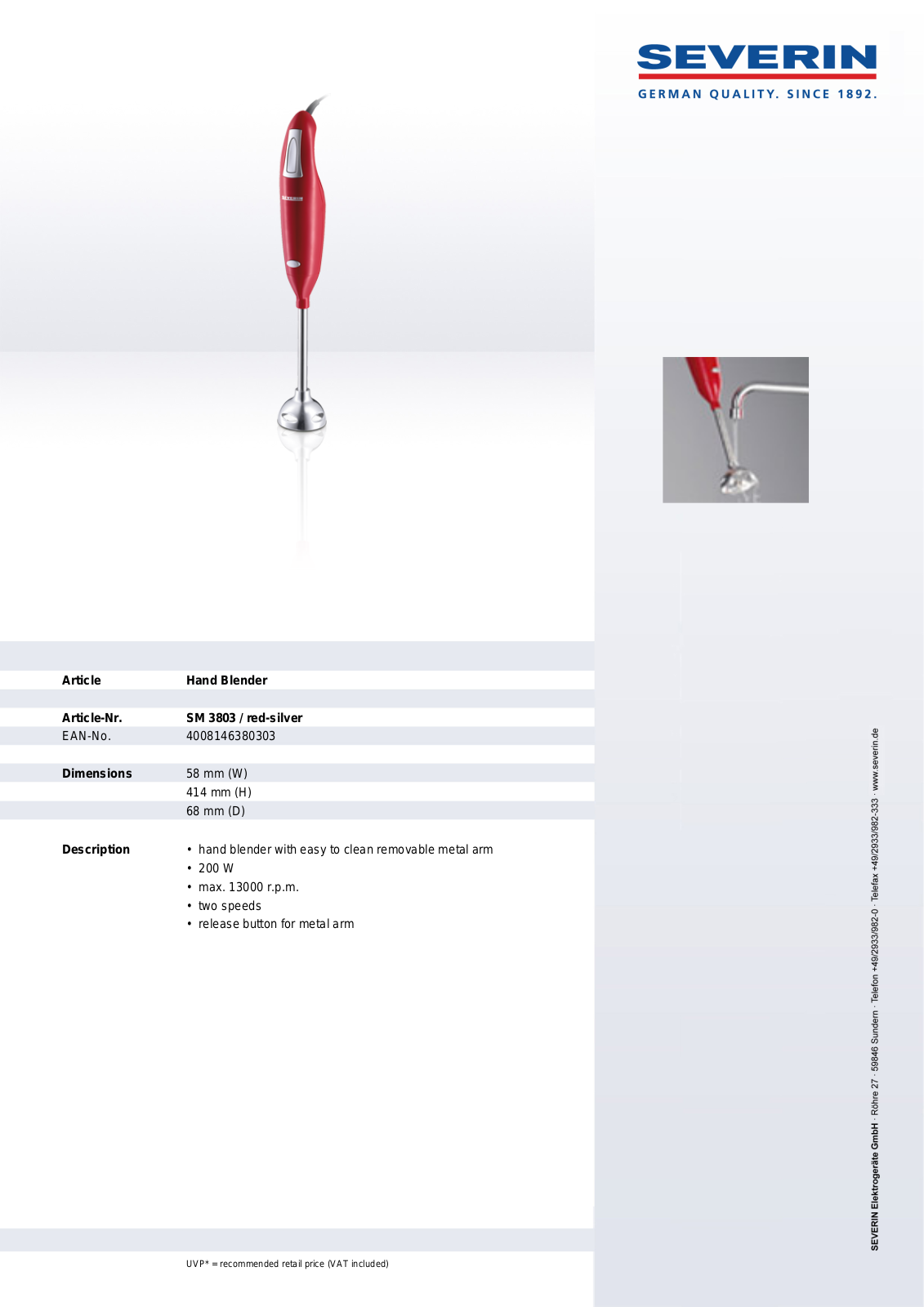 Severin PROFI-MIX SM 3803 User Manual