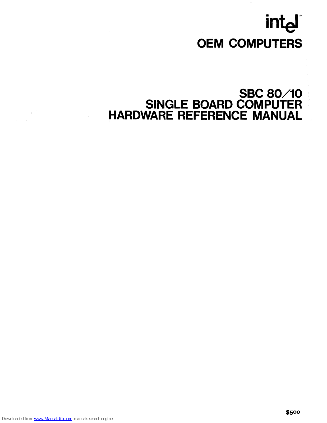 Intel SBC 80/10 Hardware Reference Manual